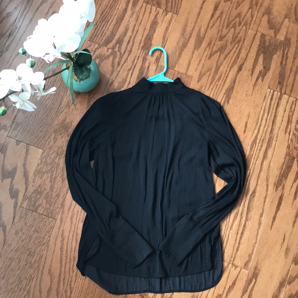H&M Black High Collar Long Sleeve Blouse Size 2